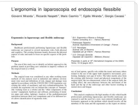 Ergonomics in laparoscopy and flexible endoscopy